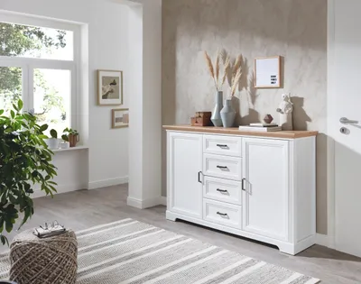 Productafbeelding van Dressoir >JASMIN< (B x H x D: 165x102x41 cm) in de kleur Artisan/Wit - 165x102x41cm (B x H x D)