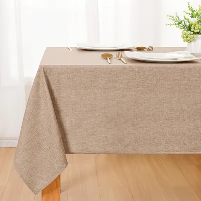 Immagine prodotto di Tovaglia color kaki, aspetto lino, 130x160 cm, lavabile, idrorepellente, in poliestere