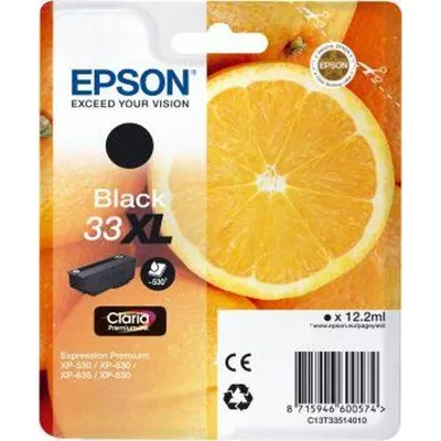 Zdjęcie produktu dla Epson Oranges Singlepack Photo Black 33XL Claria Premium Ink, Wysoka (XL) wydajność, Czarny fotograficzny, Atrament barwnikowy, 8,1 ml, 1 szt., 650 stron(y)