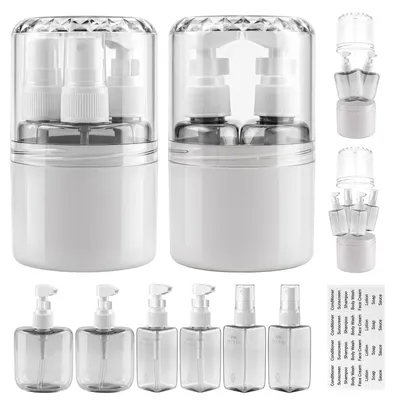 Zdjęcie produktu dla Zestaw kosmetyczek podróżnych - 4 w 1 oraz dozownik do pompki - 50 ml