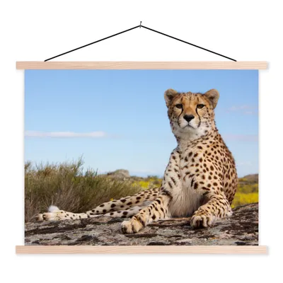 Produktbild von MuchoWow® Textilposter Leopard - Tiere - Natur 60x45 cm mit holzfarbenen Rahmen - Bild
