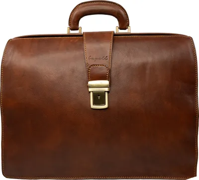 Produktbild von bupell Anwaltstasche Salvatore aus pflanzlich gegerbtem Leder - Handgefertigt in Italien - Bürotasche Lehrertasche Marrone (Braun)