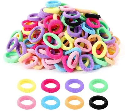 Image de Élastiques à cheveux en coton doux, 200 pièces, multicolores