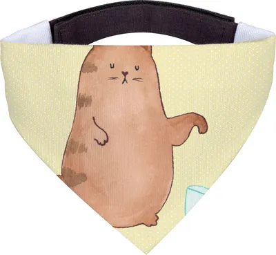 Produktbild von Mr. & Mrs. Panda Tuch Katze Wasserglas - Gelb Pastell - Geschenk, Cats, Halstuch Für Hunde, Wasser, Hunde-Halstuch, Katzen, Hundehalstuch, Cat, Hund