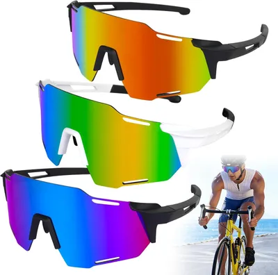 Produktbild von Sportsonnenbrille 3 Stück, polarisiert, UV400, winddicht, für Outdoor