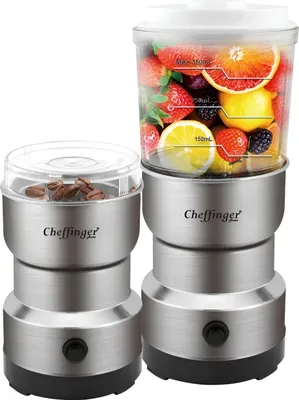 Immagine prodotto di Cheffinger, mini frullatore 300 W 2 in 1 con lame in acciaio inossidabile + macinacaffè, grigio