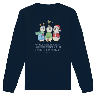 Produktbild von Mr. & Mrs. Panda Baumwoll Sweatshirt Winterzeit Heilige drei Könige Größe L - French Navy - Geschenk, Pulli, Nachhaltiger Pullover, Weihnachten, Weihnachtstage, Winter