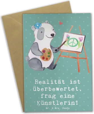 Produktbild von Mr. & Mrs. Panda Grußkarte Künstlerin Traum - Meeresbrise - Geschenk, Berufsgestaltung, Beruf, einladungskarten, hochzeitskarten, dankeskarten, Geschenke mit Herz
