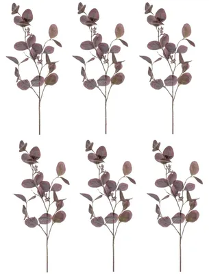 Produktbild von 6er Set künstliche Eucalyptus Zweige H. 73cm lila Emerald Blätterzweige