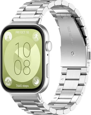 Produktbild von Strap-it Stahlgliederarmband – passend für Huawei Watch Fit 3 / Watch Fit 4 / Watch Fit 4 Pro / Watch Fit 4 / Watch Fit 4 Pro (silber)