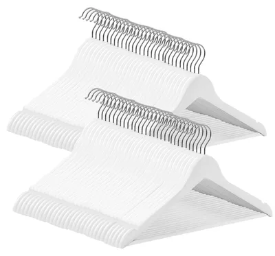 Produktbild von Holzkleiderbügel Set von 60 mit rutschfester Hosenstange