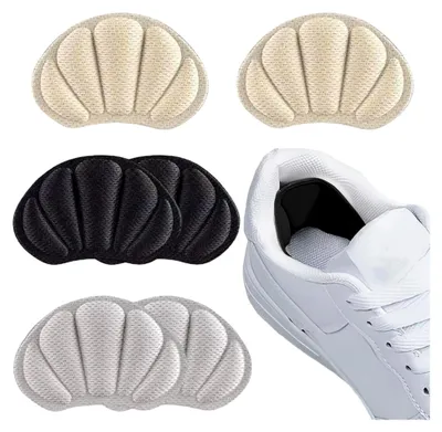 Produktbild von 3 Paar Fersenpolster für Schuhe, Fersenschutzkissen, selbstklebende Antirutsch-Schuheinlagen, Abstandspads gegen Reibung und Blasen (Schwarz, Grau, Beige)