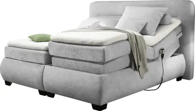 Produktbild von Boxspringbett >EVOLUTION< Liegefläche 160x200cm, Motorverstellung silver - 190x122x220 (BxHxT)