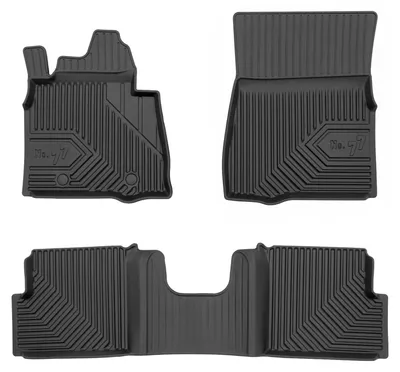 Produktbild von Gummi-Fußmatten vorne mit Tunnelmatte für Mercedes-Benz G-Klasse W463 2013-2018 (SUV) – 3-tlg, Schwarz, passgenau