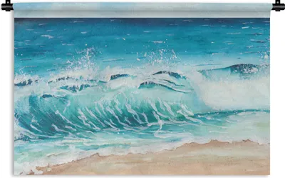 Produktbild von MuchoWow® Wandteppich Wandbehang Golf - Strand - Aquarell 150x100 cm Tapisserie Dekoration Wandtuch - Waschbar - Tapisserien - Wand-Decke
