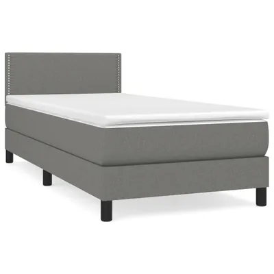 Immagine prodotto di vidaXL Letto a molle con materasso grigio scuro 90x200 cm in tessuto
