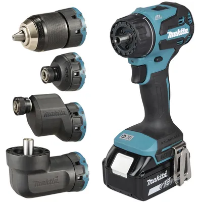 Produktbild von Makita Akku-Bohrschrauber mit Wechselkopfsystem inklusive 4-Kopfaufnahmen LXT 18V - DDF491RTJ