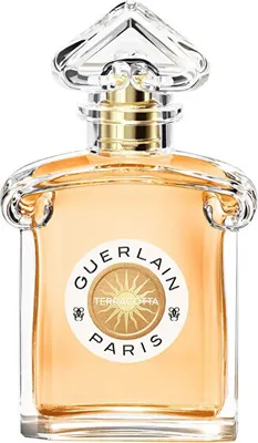 A clear, professional studio shot of a Guerlain Terracotta perfume bottle.