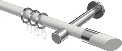 Produktbild von Interdeco Gardinenstange / Vorhangstange Weiß / Chrom, Typ Prestige Verano (Schräge Bicolor), 20 mm Ø 1-läufig, 180 cm
