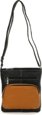 Image de DrachenLeder Femme Sac à main en cuir noir marron 21x6x22 cm OTZ101S