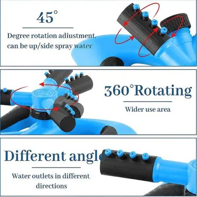 Produktbild von Gartensprüher 3 Arme - 360 Grad drehbar - automatische Rotation - ideal für Rasenbewässerung - ShopFlot