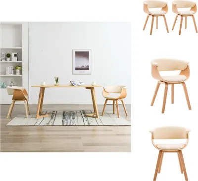 Produktbild von vidaXL Esszimmerstühle 2 Stk. Creme Bugholz und Kunstleder -  Esszimmerstühle