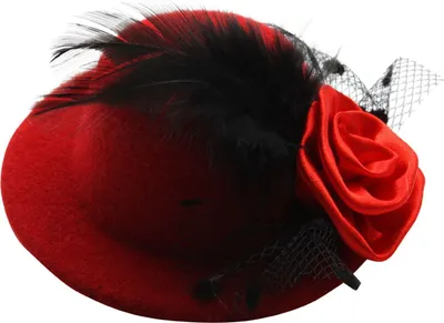 Produktbild von Haarklammer Hut & Feder - Haarspange - Haarclip - mittelgroß - rot
