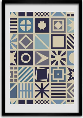 Produktbild von Bild - Bilderrahmen - 50 cm x 70 cm - MDF - Rahmen - Wandkunst Geometrischer Hintergrund