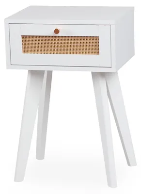 Image de MENZZO Table de chevet 1 tiroir avec cannage Dalgora L40cm Blanc