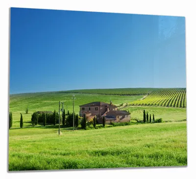 Produktbild von Wallario Herdabdeckplatte aus Glas, Größe 60 x 52 cm 1-teilig, Motiv Farm in der Toskana