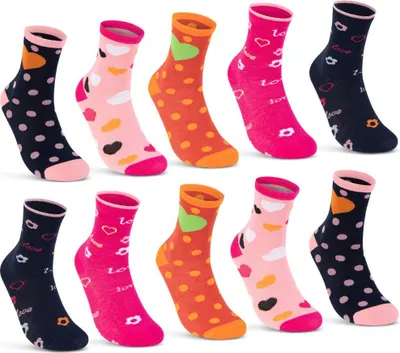 Produktbild von 10 Paar Kinder Socken Mädchen Baumwolle Kindersocken 54338 - Farbmix 35-38