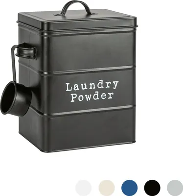Produktbild von Harbour Housewares Vintage Metall Waschpulver-Speicher-Zinn - Utility Storage Kanister - 18cm - Schwarz