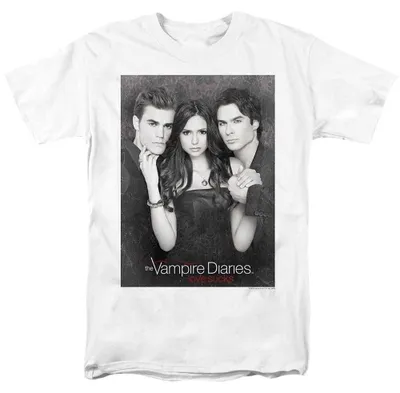 Image de T-shirt "Vampire Diaries" - "That Was Then", modèle unie pour hommes/femmes, coupe ajustée, référence TV39048 (Taille S), couleur blanche, Image générée par une IA