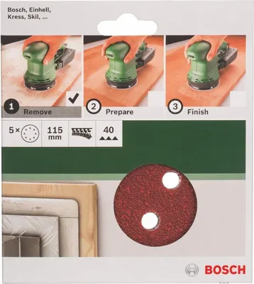 Produktbild von Bosch 5 tlg. Schleifblatt Set Ø 115 mm, Körnung P 40 Zubehör Exzenterschleifer
