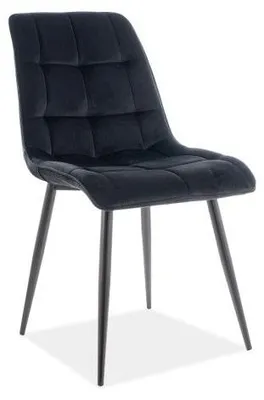 Image de Chaise chic en velours - L 51 x P 44 x H 89 cm - Noir