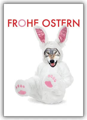 Produktbild von Schräge Osterkarte mit Wolf im Osterhasen Pelz: Frohe Ostern