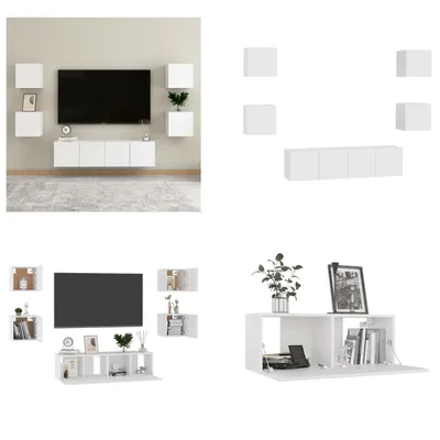 Obrázok produktu pre vidaXL 6 ks TV skrinka biela materiál na báze dreva - TV skrinka - TV skrinky - HiFi skrinka - HiFi skrinky