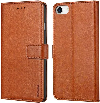 Immagine prodotto di iPhone SE Custodia in pelle Flip Cover Protettiva Marrone Funzione Stand Magnetico