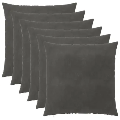 Image de vidaXL, housses de coussin, 6 pièces, HEERLEN, gris foncé, 55 x 55 cm, velours