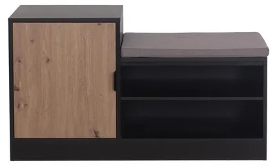 Produktbild von Schuhbank Dana Schwarz mit Sitzpolster, 4 Fächer, Holzoptik, 100 cm breit