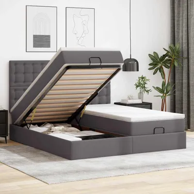 Obrázok produktu pre vidaXL Osmanská posteľ s matracmi sivá 180x200 cm Imitácia kože