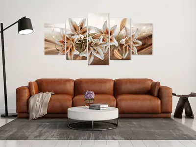 Image de Tableau acoustique Fleurs abstraites 200 x 100 cm Tableaux Mousse acoustique Absorbeur acoustique haute performance Isolation acoustique Toile 5 pièces Tableau mural Acoustique intérieure Isolation acoustique b-A-0330-b-n
