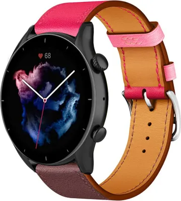 Produktbild von Strap-it Amazfit GTR 3 (Pro) Lederarmband (Pink/Rotbraun)