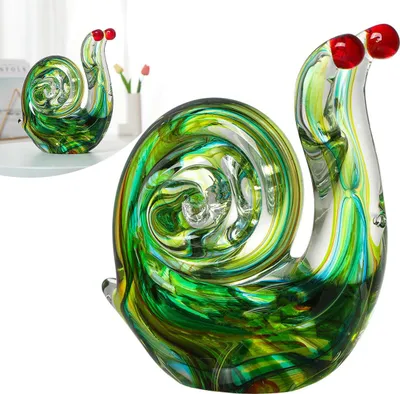 Produktbild von Mundgeblasene Glas Schnecke 4,6" – Exquisite handgefertigte Glasfigur, Hausdeko, einzigartiges Geschenk für Frauen
