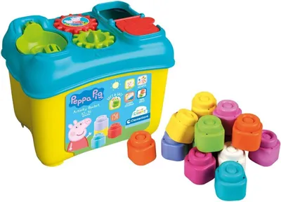 Produktbild von Clemmy Peppa Pig Aktivitätseimer – Mechanisches Spielzeug mit 15 Bausteinen – Buntes Babyspielzeug für Kleinkinder ab 10 Monaten