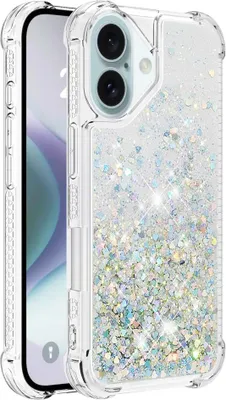 Produktbild von iPhone 16 Hülle - Coverup Liquid Glitzer Back Cover - Silber