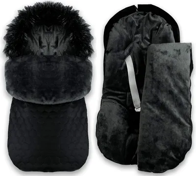 Produktbild von Winter Herbst Fußsack für Kinderwagen Babyschale Schlittensack Baby Fußsack Kuschelsack Winterfußsack 48 x 90 cm (Schwarz)