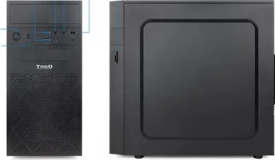 Zdjęcie produktu dla TooQ TQC-4701U3C-B, Mini Tower, PC, Czarny, micro ATX, Mini-ITX, Stal, 14 cm