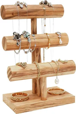 Produktbild von 3 Low T-Sorry Holzarmbandhalter, Vintage Schmuckständer, abnehmbare Uhrenhalter, Holzschmuck Organizer für Armbänder