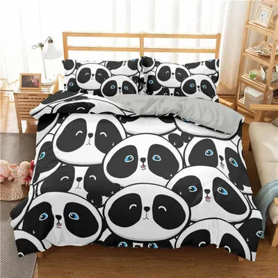 Produktbild von Bettwäsche Set Panda Bär 155x220cm + 1 Kissenbezug 80x80cm Mikrofaser